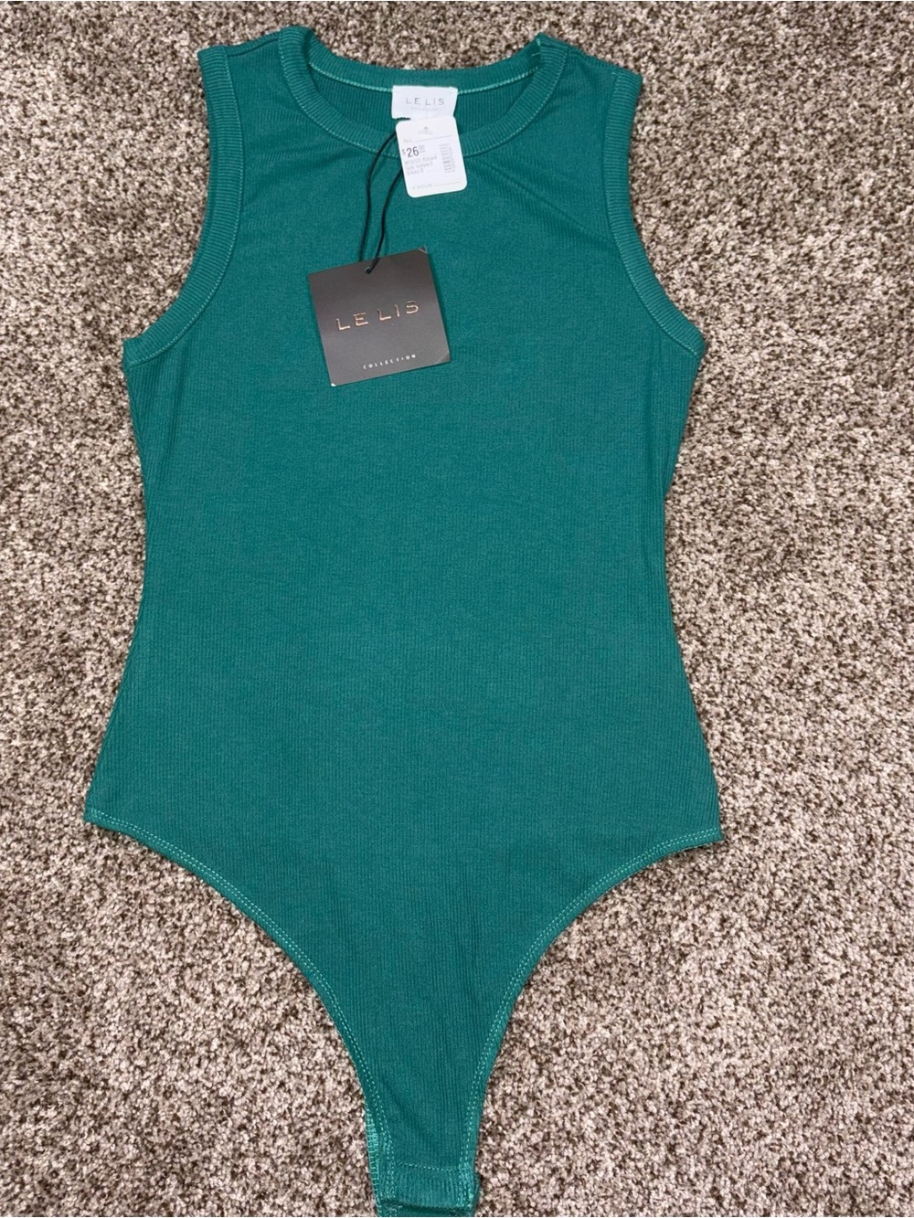 LE LIS Boutique Women’s Green Ribbed One-Piece Bodysuit NWT